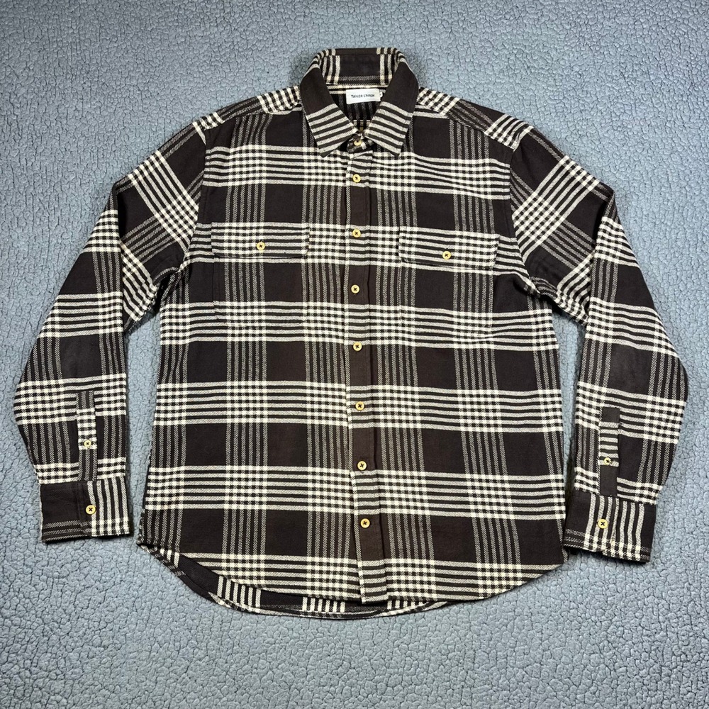 Taylor Stitch Flanel Shirt Mens Organic Cotton Button Down Plaid Brown Size 40